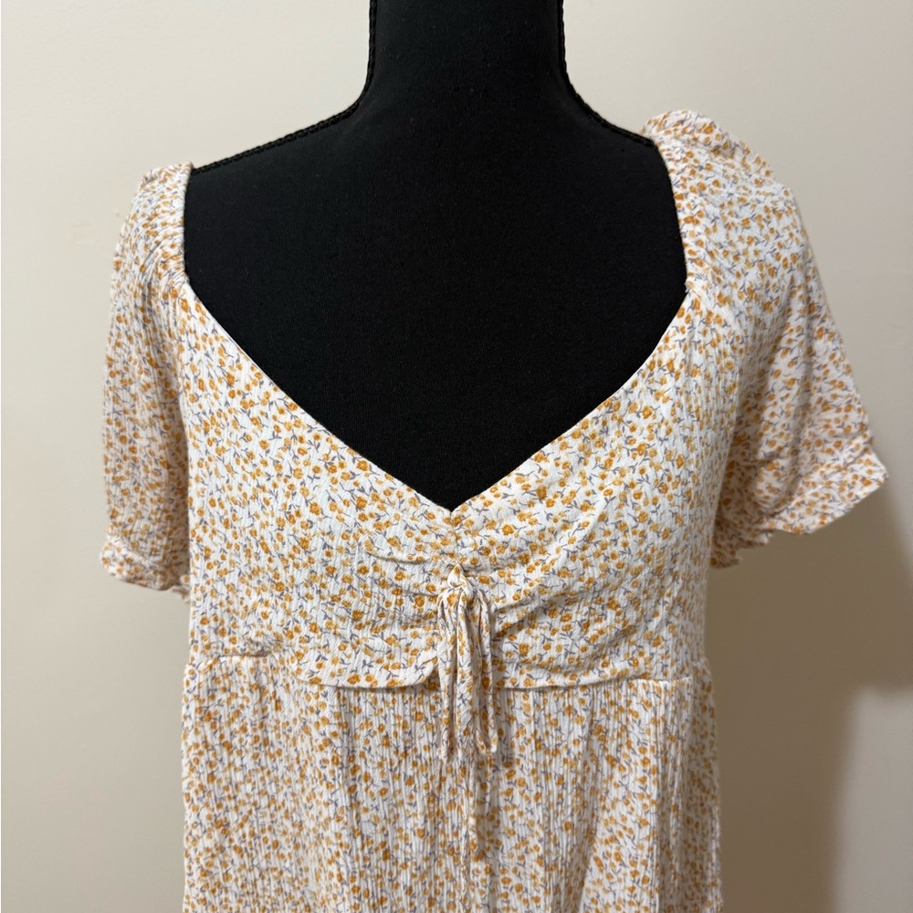 Altar'd State Cream Mini Dress with Mustard Floral Print - Picture 2 of 4